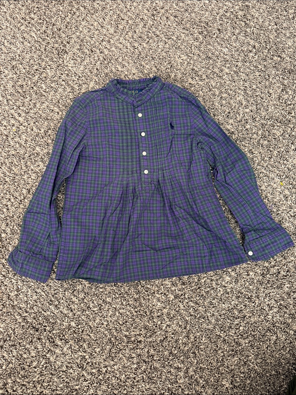 Ralph Lauren Purple & Green Plaid Button-Front Casual Shirt
